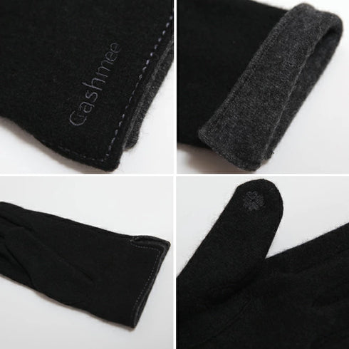 Cashmee|カシミヤ 100% エレガントグローブ BLACK