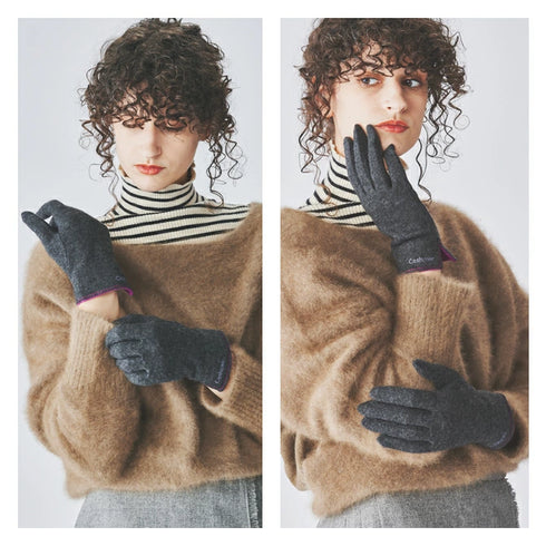 Cashmee|カシミヤ 100% エレガントグローブ GRAY