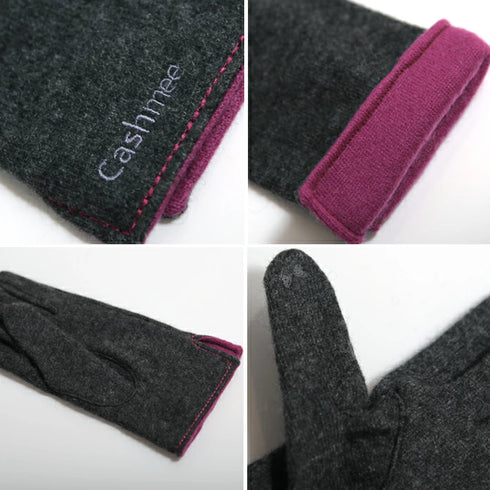 Cashmee|カシミヤ 100% エレガントグローブ GRAY