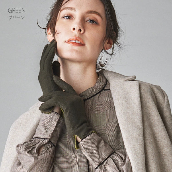 Cashmee|カシミヤ 100% エレガントグローブ GREEN