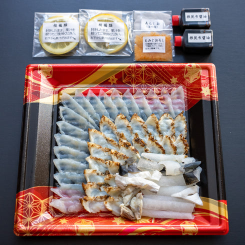 成城ふぐアトリエ |とらふぐ刺身・真ふぐ焼霜刺身二種盛り合わせ