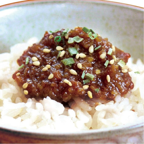 小川屋|「ミックス/5種セット」ご飯にひとさじ詰合せ(ごろごろ越後肉味噌×1瓶、鶏とえのきのすき焼き×1瓶、しっとり海鮮ふりかけ×1瓶、紅さけ荒ほぐし×1瓶、さけ焼漬ほぐし×1瓶)