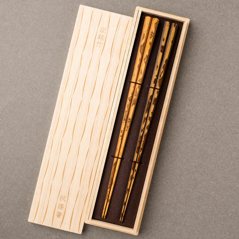 HASHIKURA MATSUKAN/京都 清水銘竹 白竹 八角拭漆 朱合・黒ペア