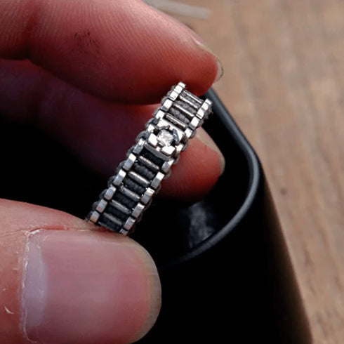 HENU|Diamond & Silver Stitch Ring