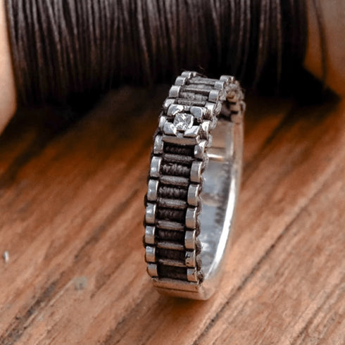 HENU|Diamond & Silver Stitch Ring