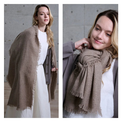 Cashmee|四方房カシミヤストール ライトブラウン