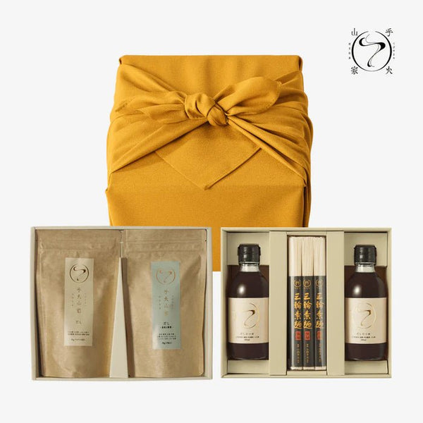 手火山家|<風呂敷包装/組合せギフト>別注手延べ素麺セット&天然だし2種詰め合わせ【贈答用】