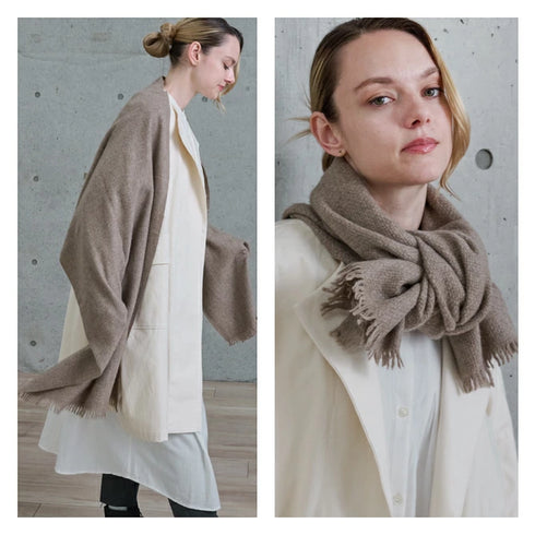 Cashmee|大判カシミアストール ライトブラウン