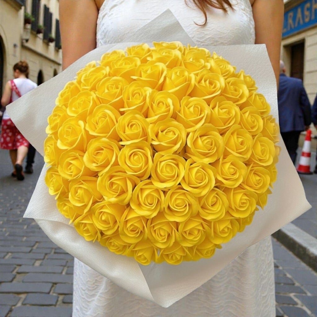 SAVON ROSE｜ゴールデンイエロー L(100本) サヴォンローズ 花束 – 高級