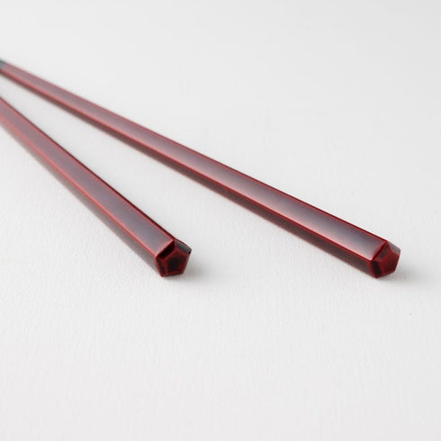 HASHIKURA MATSUKAN/黒檀 五角 漆塗分 ペア 黒/赤 砂岩箸置付 ギフト箱付