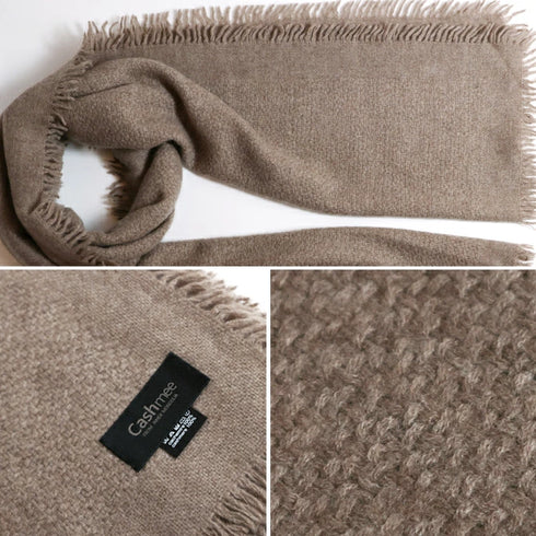 Cashmee|四方房カシミヤストール ライトブラウン