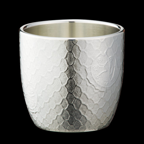 大阪錫器|ぐい呑み 鯛網 白・朱ペア