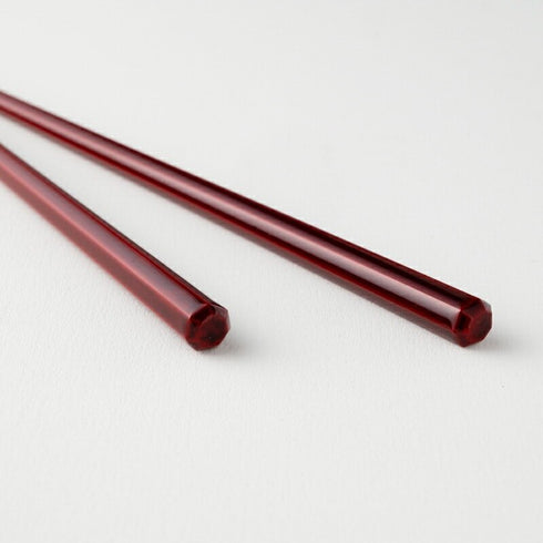 HASHIKURA MATSUKAN/黒檀 七角 漆塗分 ペア 黒/赤 砂岩箸置付 ギフト箱付