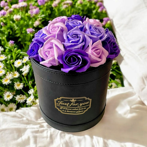 SAVON ROSE|パープルミックス F(20本) サヴォンローズ レザーフラワーボックス