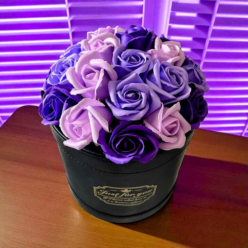 SAVON ROSE|パープルミックス F(20本) サヴォンローズ レザーフラワーボックス