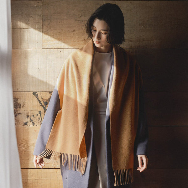 matti totti|【ギフトBOX入り】カシミヤ 100% 無地マフラー レディース 180cm×30cm 「キャメル」