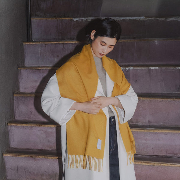 matti totti|【ギフトBOX入り】カシミヤ 100% 無地マフラー レディース 180cm×30cm 「マスタード」