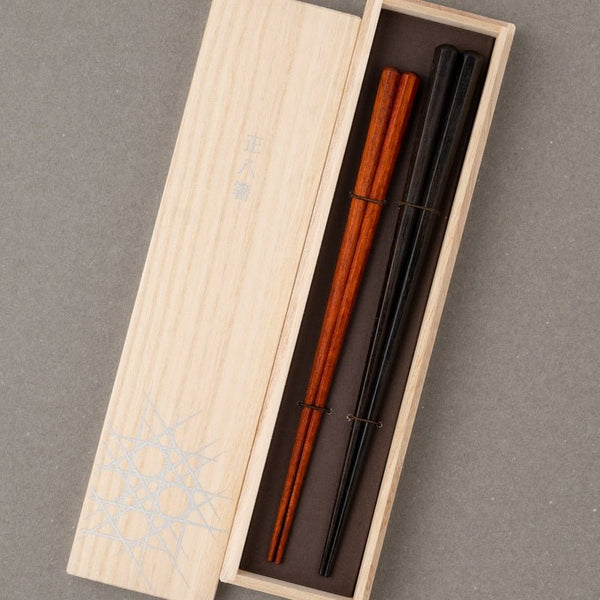 HASHIKURA MATSUKAN/正八箸 黒檀・サティーネ 八角 ペア