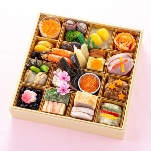 【予約商品/12月30日お届け】美食良菜|糖質に配慮8寸和洋一段重おもちつき 2人前 31品目