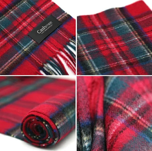 Cashmee|カシミヤ100% ロングマフラータータンチェック ウェーブ ロイヤルスチュアート