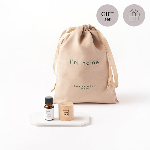 TADAIMA AROMA|GIFT SET - 01 smoky wood 10ml & wood aroma dish & necessary PLATE【ショップ袋付】