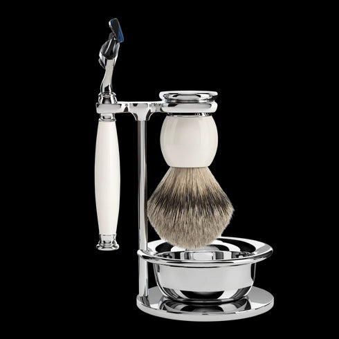 MUHLE|SOPHIST シェービングセット・カップ付/ホワイトポセラン 替刃:Fusion (S93P84SF)