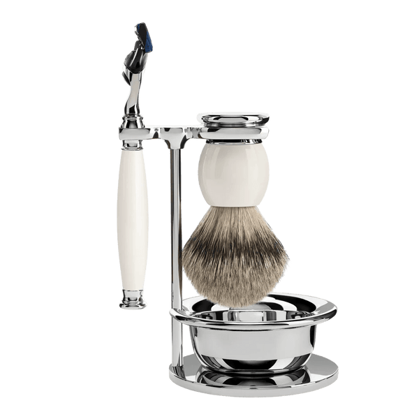 MUHLE|SOPHIST シェービングセット・カップ付/ホワイトポセラン 替刃:Fusion (S93P84SF)