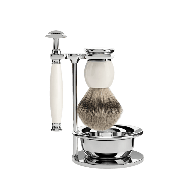 MUHLE|SOPHIST シェービングセット・カップ付/ホワイトポセラン 替刃:両刃