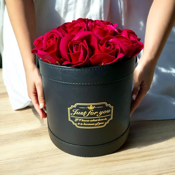 SAVON ROSE|ワインレッド F(20本) サヴォンローズ レザーフラワーボックス