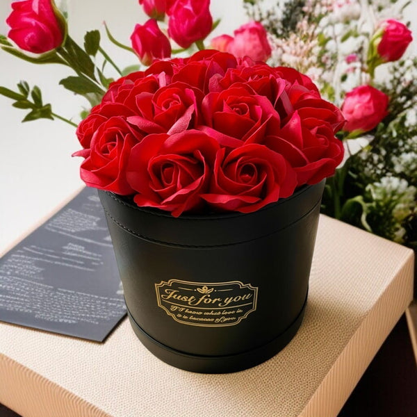 SAVON ROSE|ルビーレッド F(20本) サヴォンローズ レザーフラワーボックス