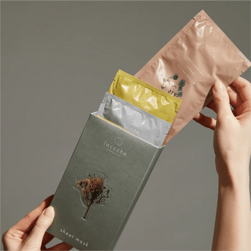 laccche|ベーシック ナイトケアセット(シートマスク6枚ボックス+ヴィーガン石けん〈ボディ・フェイス〉+ボディタオル+泡立てネット)