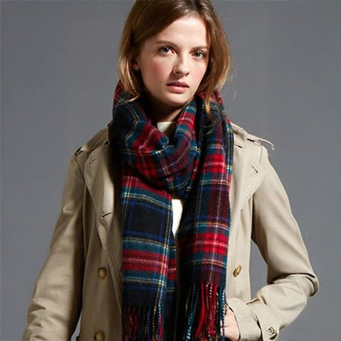 Cashmee|カシミヤ100% 大判ストール チェック柄 nouvelle lune ブラックスチュアート