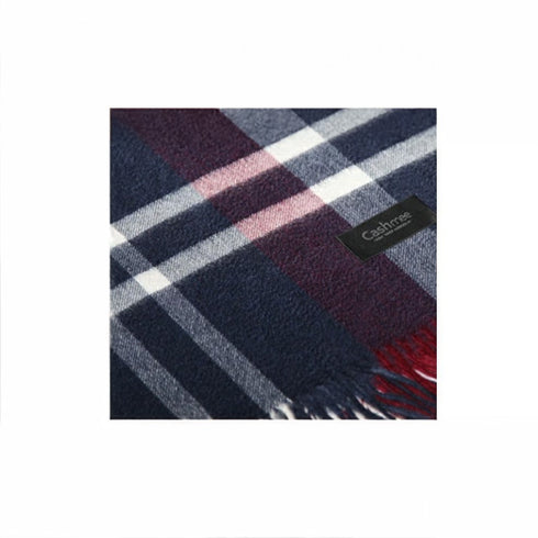 Cashmee|カシミヤ100% 大判ストール チェック柄 nouvelle lune ネイビーパネルチェック01