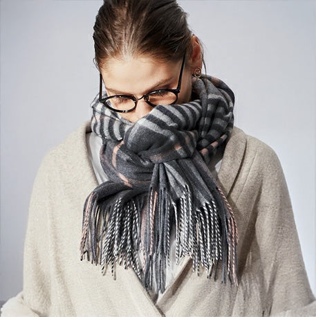 Cashmee|カシミヤ100% 大判ストール チェック柄 nouvelle lune スレートアリスンチェッカー