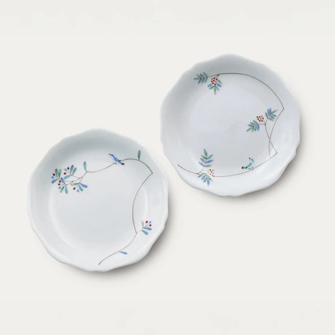 香蘭社【小鳥の詩】ペア中皿(径16cm)