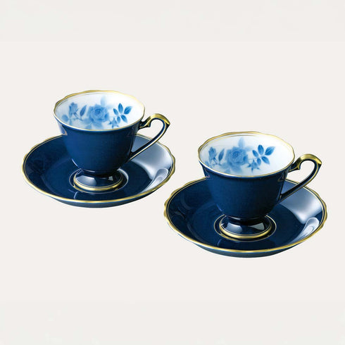 香蘭社【 サムシングブルー】ペアコーヒーカップ&ソーサー