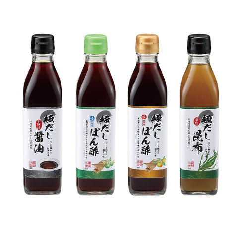 健美の里|極だし醤油&ポン酢&昆布つゆ4本セット【送料込み】