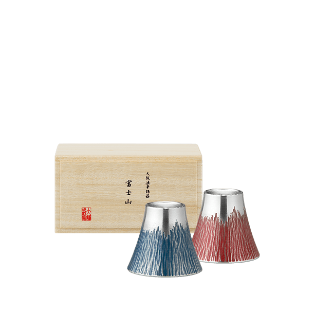 大阪錫器｜富士山ぐい呑み 青・朱ペア – 高級ナビ オンラインストア