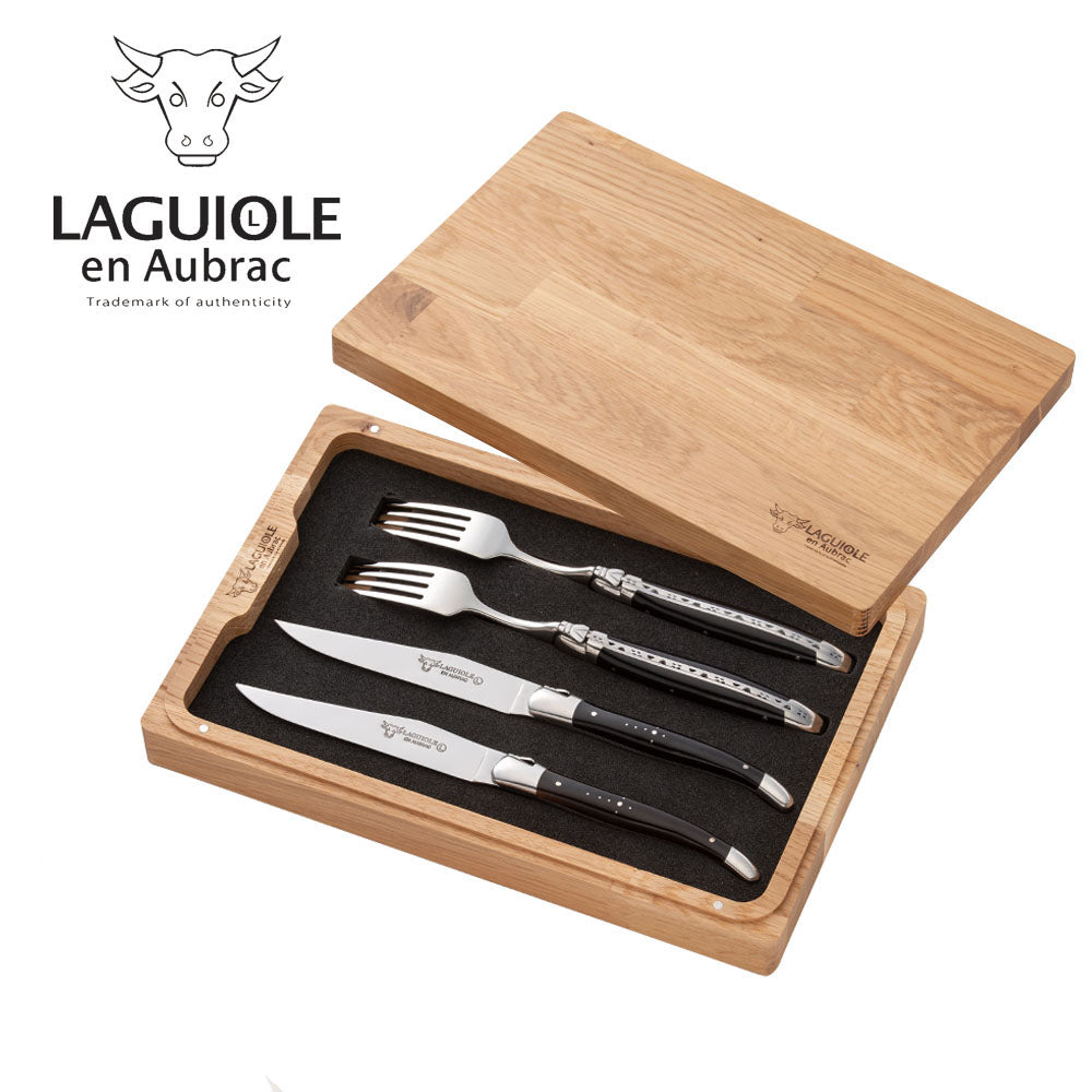 ラギオールアンオブラック バッファローナイフ&フォークペアセット【新品未使用品】 LAGUIOLE」en Aubrac Cutlery ラギオール アン オブラック