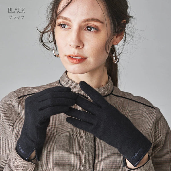 Cashmee｜カシミヤ 100% エレガントグローブ BLACK