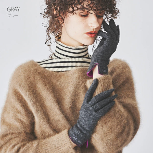 Cashmee｜カシミヤ 100% エレガントグローブ GRAY