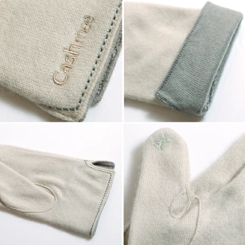 Cashmee｜カシミヤ 100% エレガントグローブ IVORY