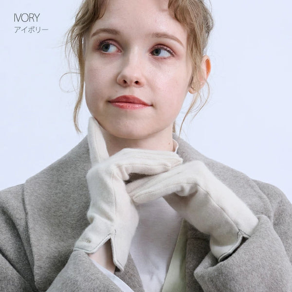 Cashmee｜カシミヤ 100% エレガントグローブ IVORY