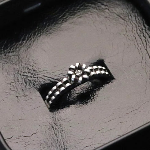 HENU｜D.S RING | Diamond & Stitch Silver Ring