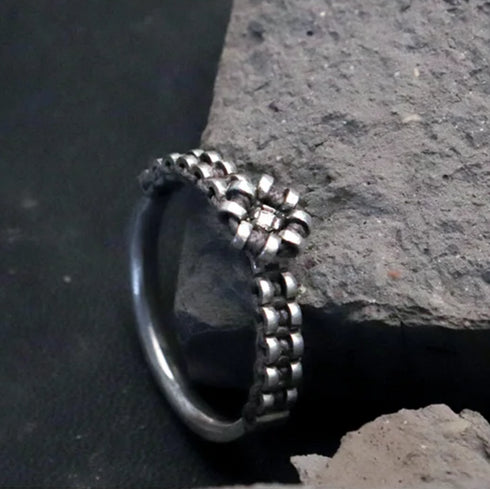 HENU｜D.S RING | Diamond & Stitch Silver Ring
