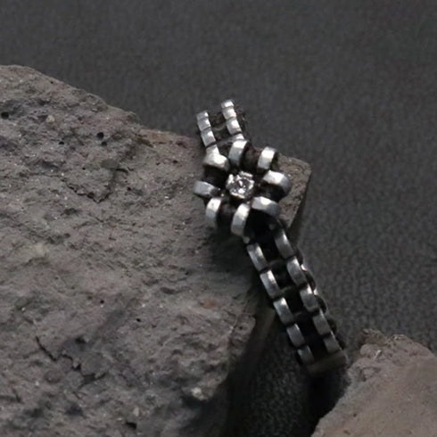 HENU｜D.S RING | Diamond & Stitch Silver Ring