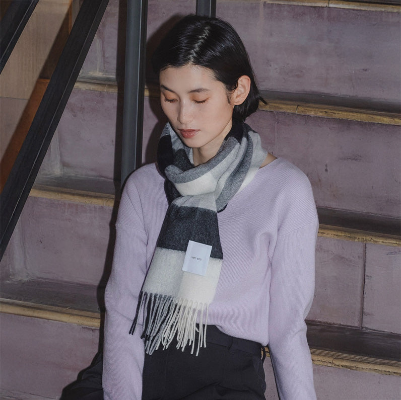 Y501-35　BALLANTYNE　バランタイン　カシミア マフラー　ブルー 4535cacunm51.jpg