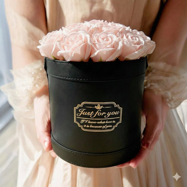 SAVON ROSE｜ピーチピンク F(20本） サヴォンローズ レザーフラワーボックス