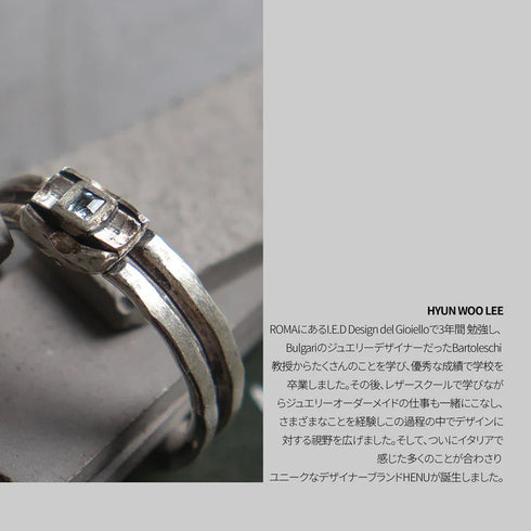 HENU｜D.S RING | Diamond & Stitch Silver Ring