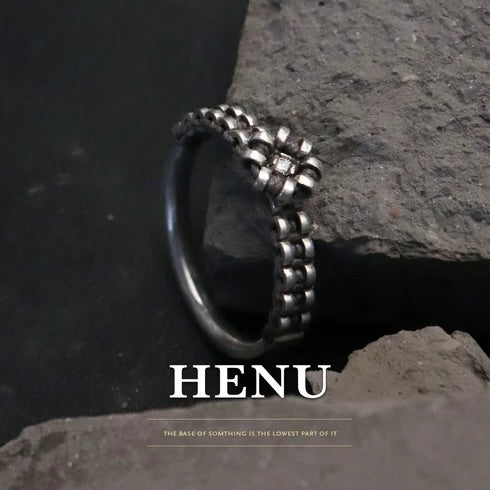 HENU｜D.S RING | Diamond & Stitch Silver Ring